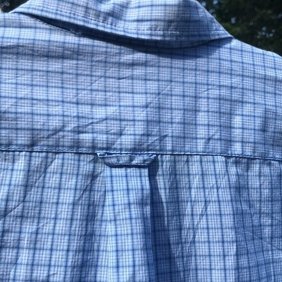 Izod L long sleeve Button Down shirt Large Blue Windowpane Cotton Blend EUC - Picture 6 of 12
